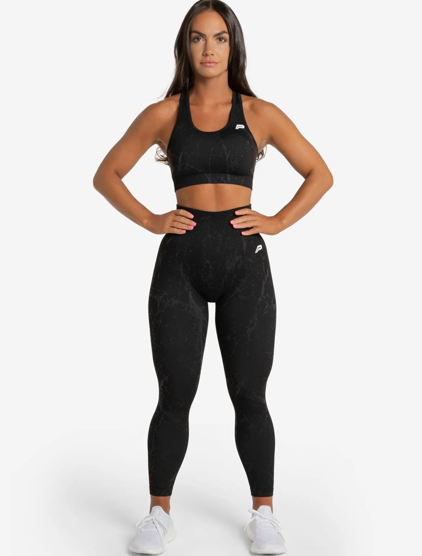 Marble Seamless Sports Bra Black