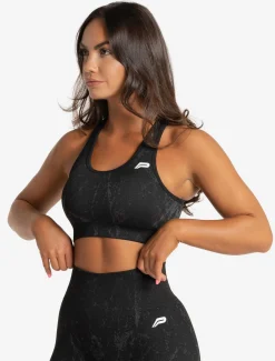 Marble Seamless Sports Bra Black