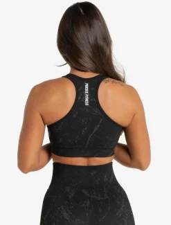 Marble Seamless Sports Bra Black