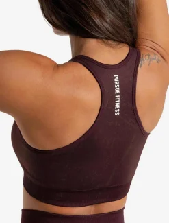 Marble Seamless Sports Bra Black Cherry