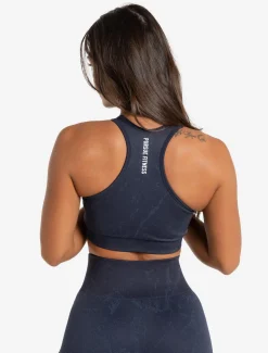 Marble Seamless Sports Bra Navy