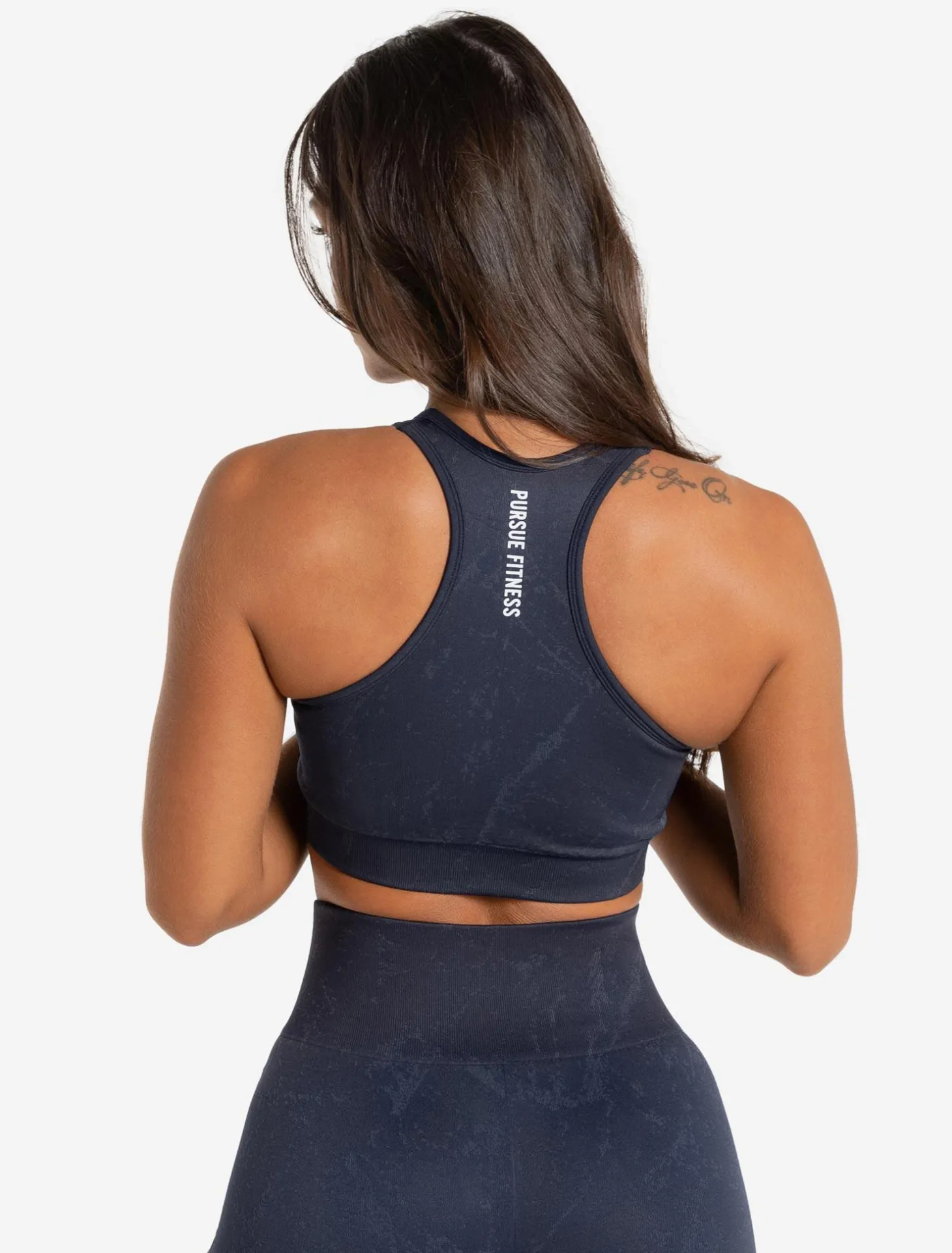 Marble Seamless Sports Bra Navy