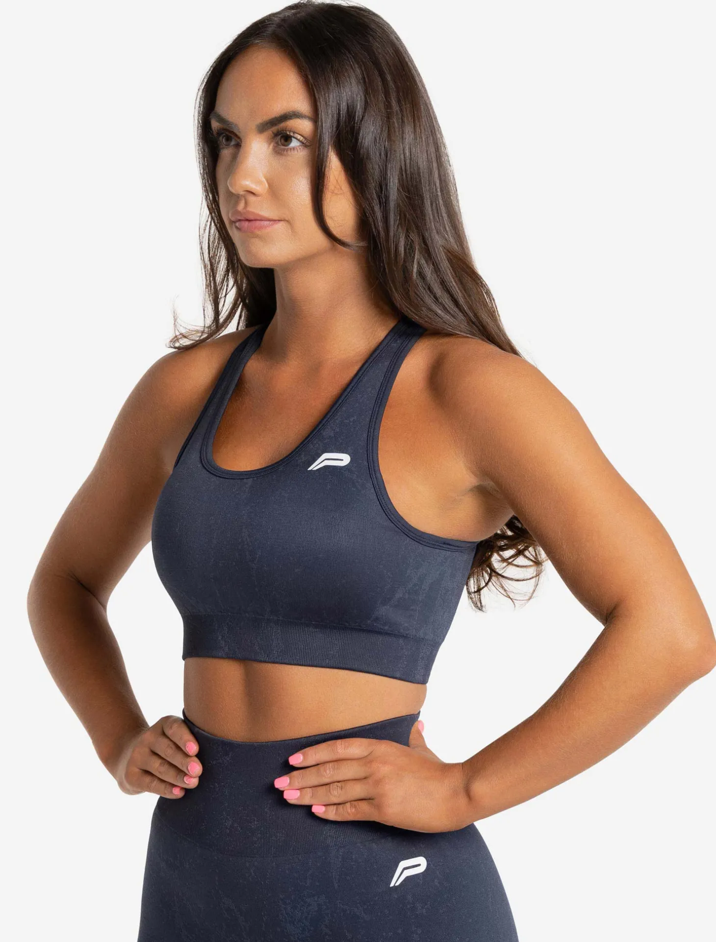 Marble Seamless Sports Bra Navy