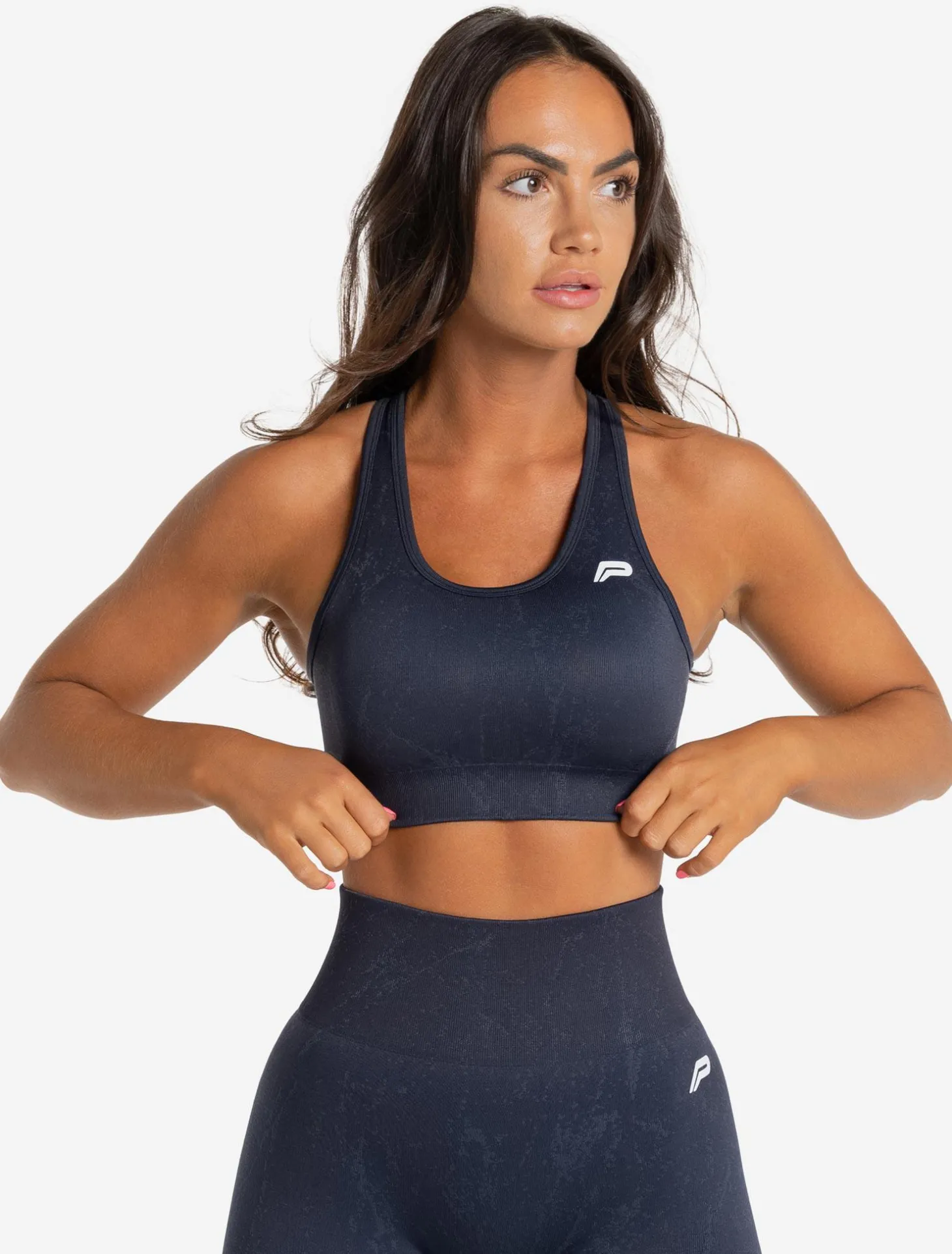 Marble Seamless Sports Bra Navy