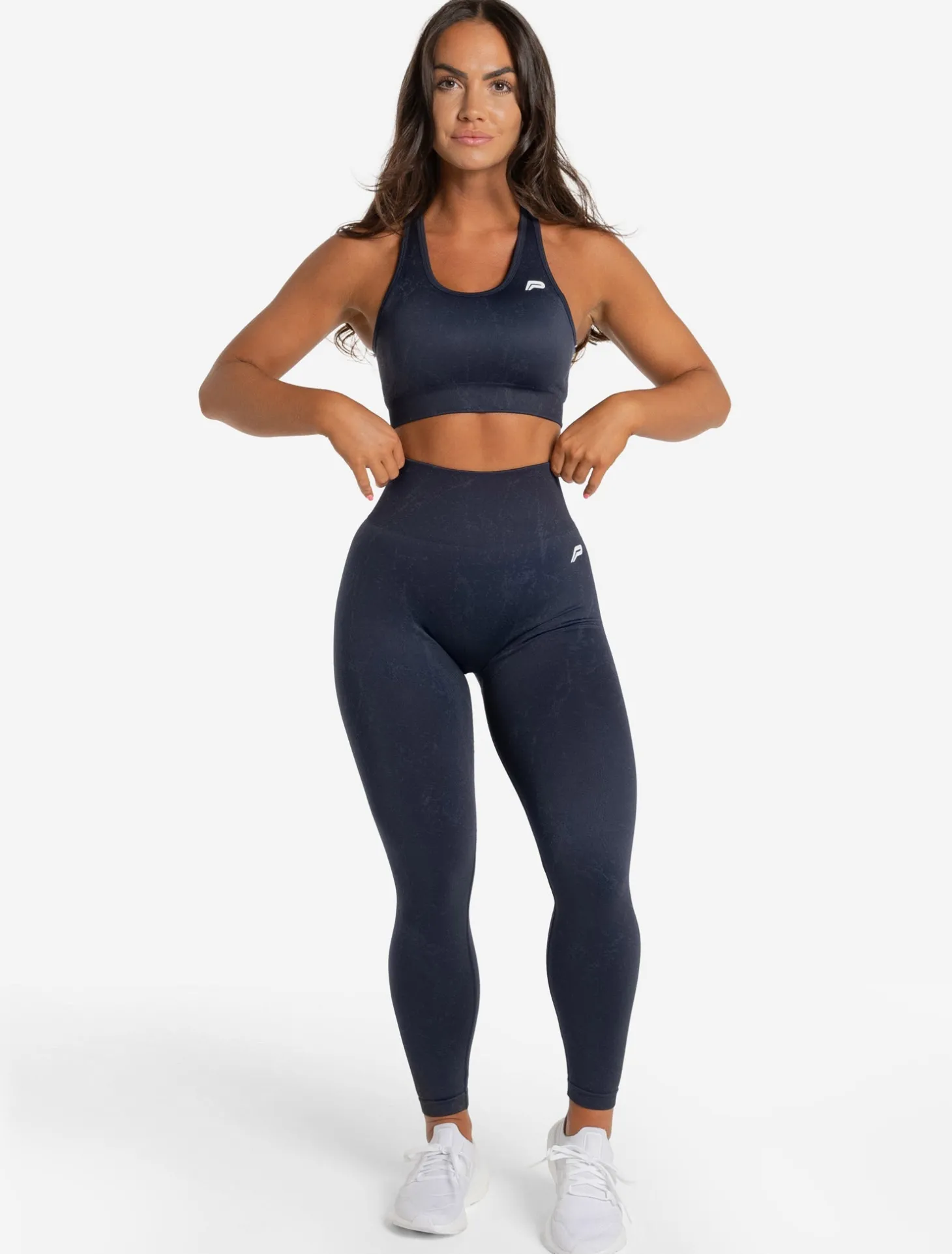 Marble Seamless Sports Bra Navy