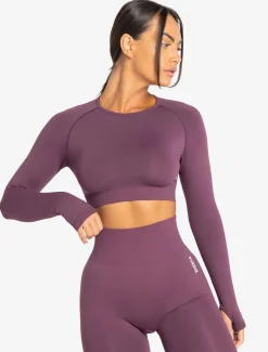Move Seamless Long Sleeve Crop Top Plum