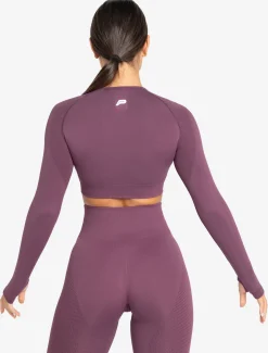 Move Seamless Long Sleeve Crop Top Plum
