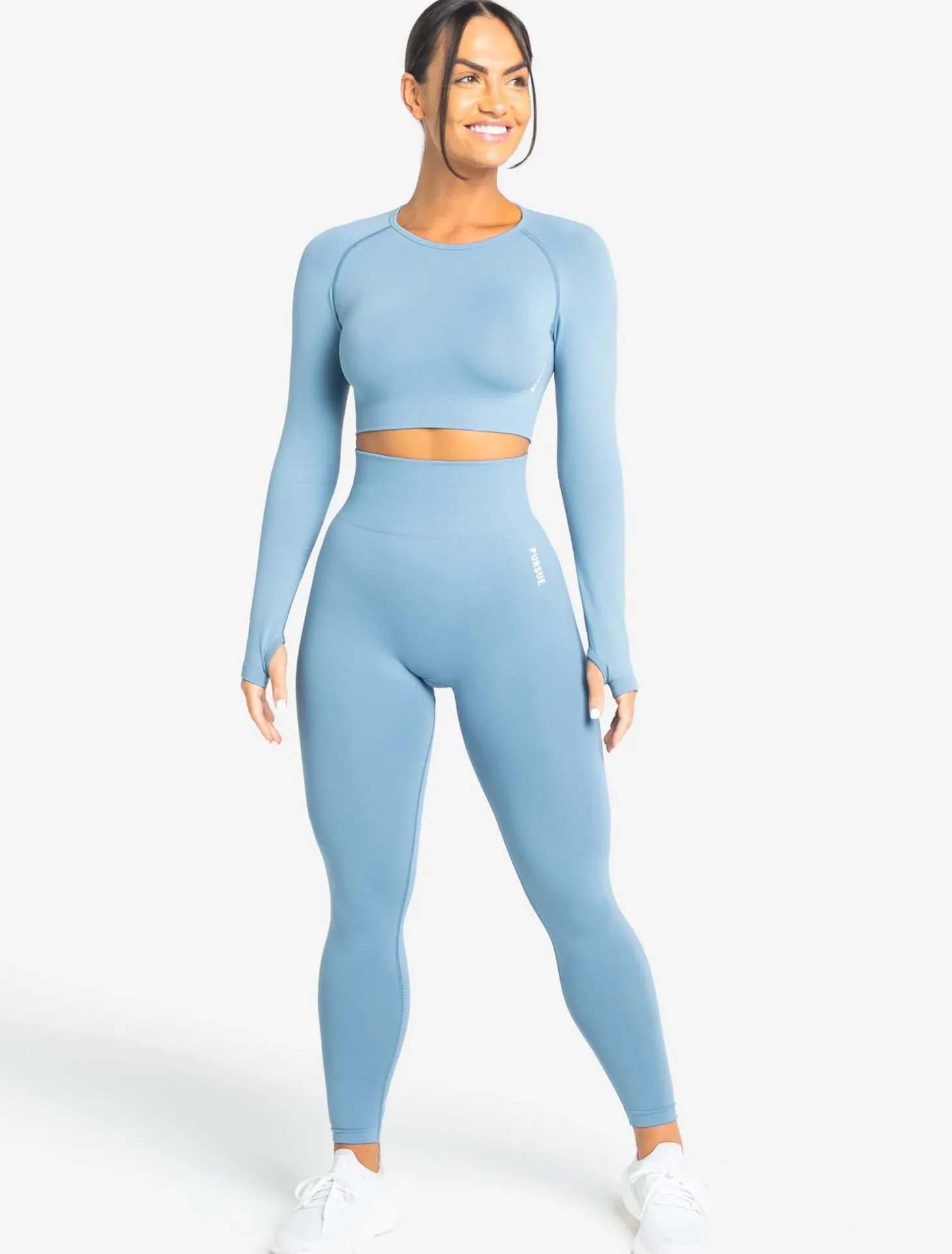 Move Seamless Long Sleeve Crop Top Sky Blue