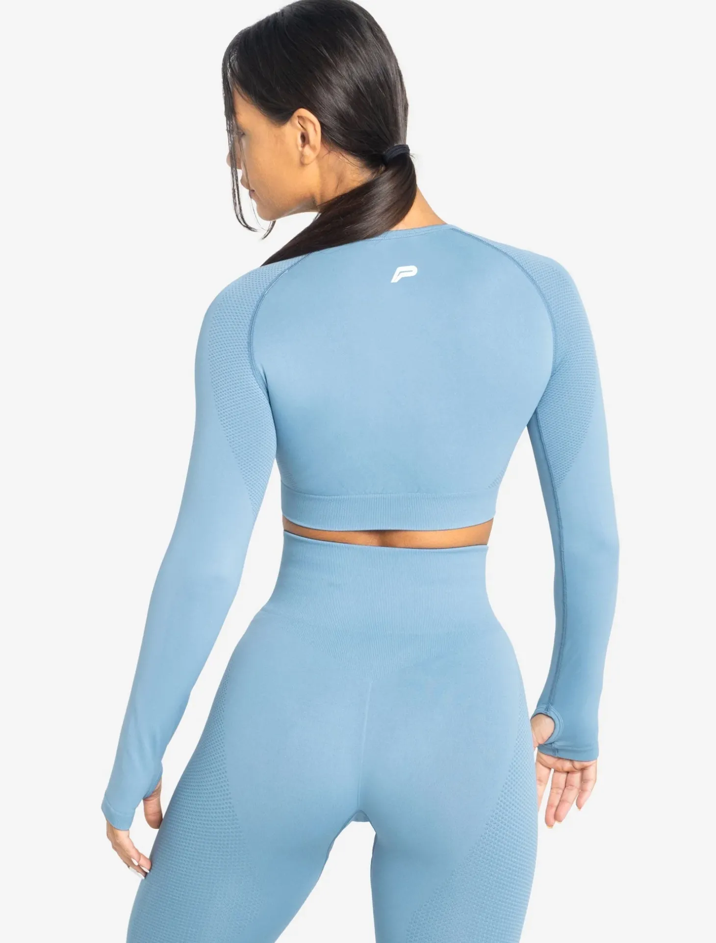 Move Seamless Long Sleeve Crop Top Sky Blue