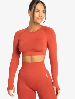 Move Seamless Long Sleeve Crop Top Burnt Red