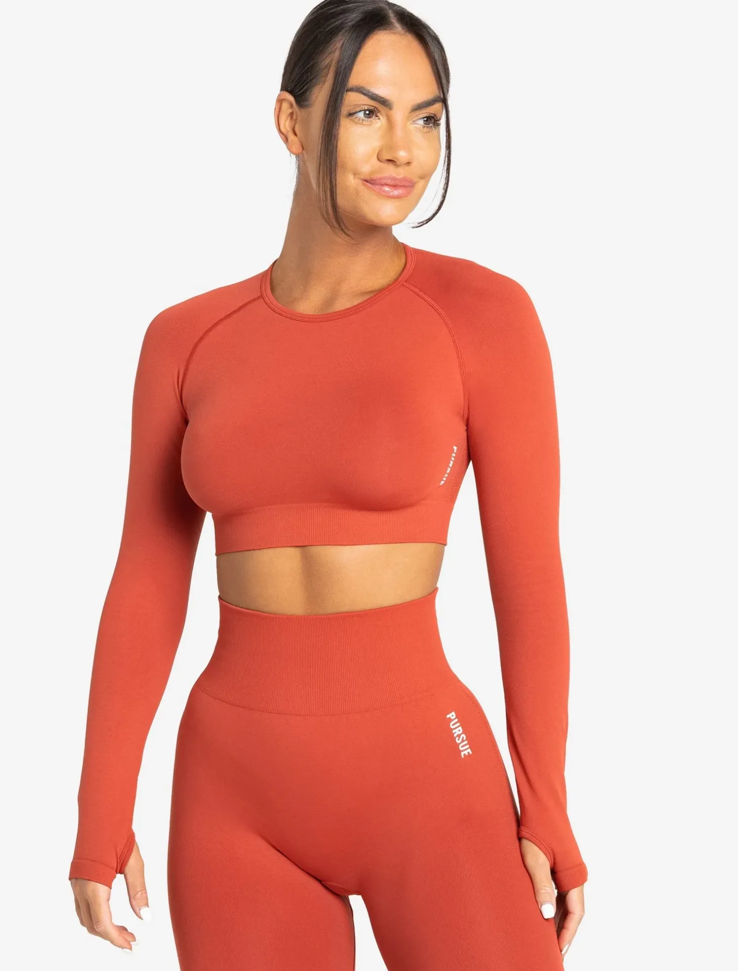 Move Seamless Long Sleeve Crop Top Burnt Red