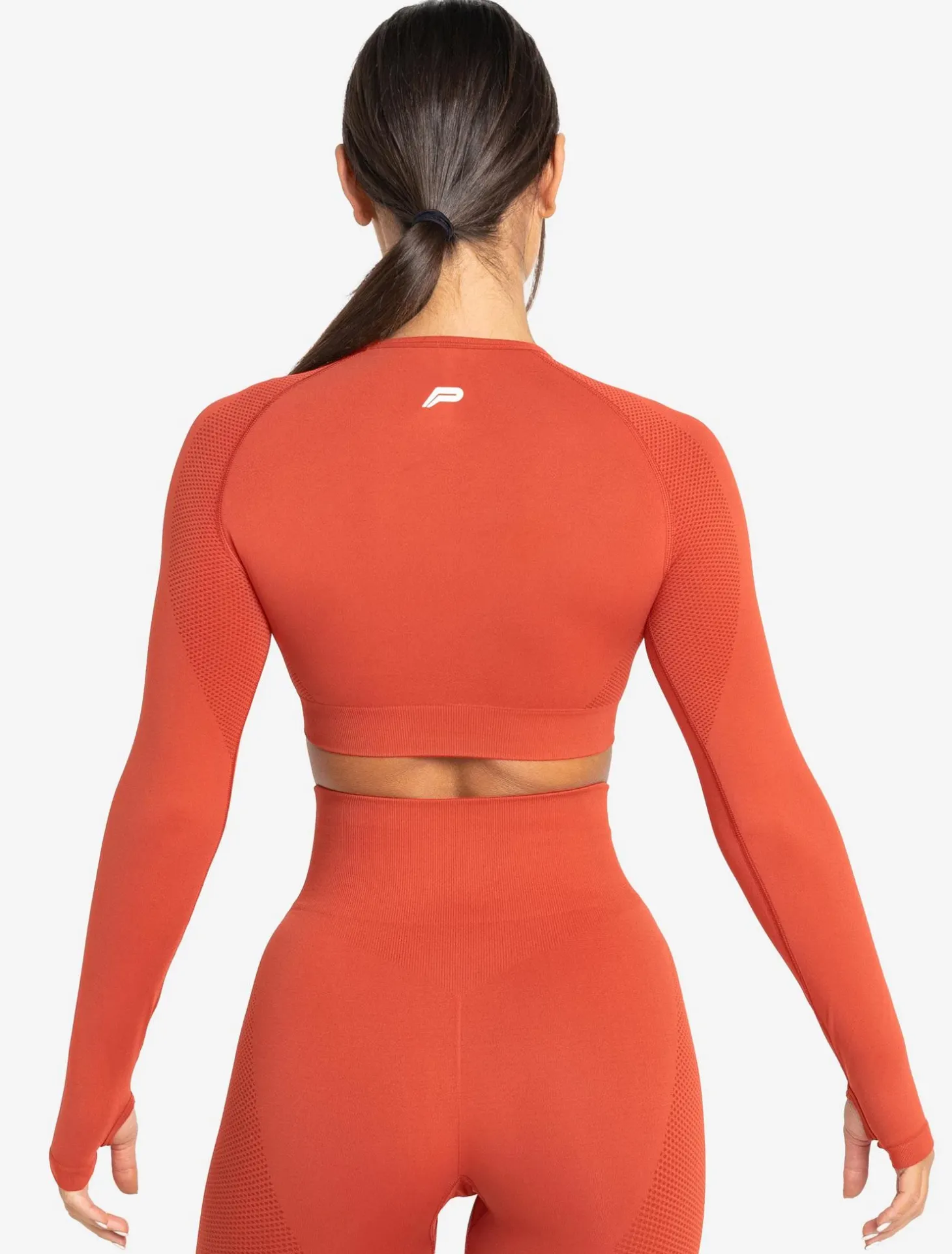 Move Seamless Long Sleeve Crop Top Burnt Red