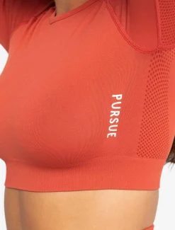 Move Seamless Long Sleeve Crop Top Burnt Red