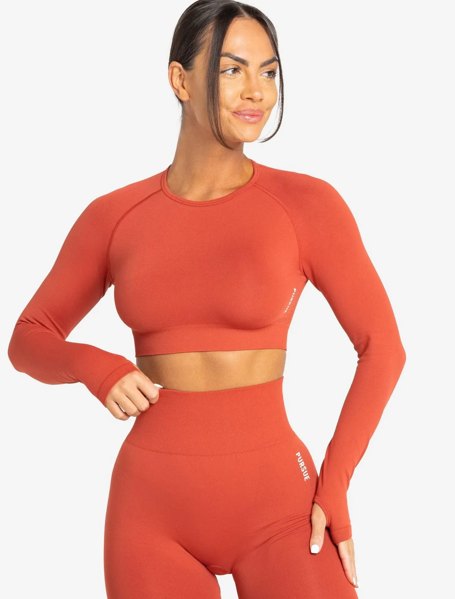 Move Seamless Long Sleeve Crop Top Burnt Red