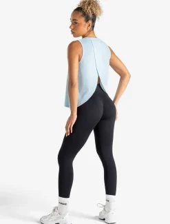 Open Back Full Length Vest Baby Blue