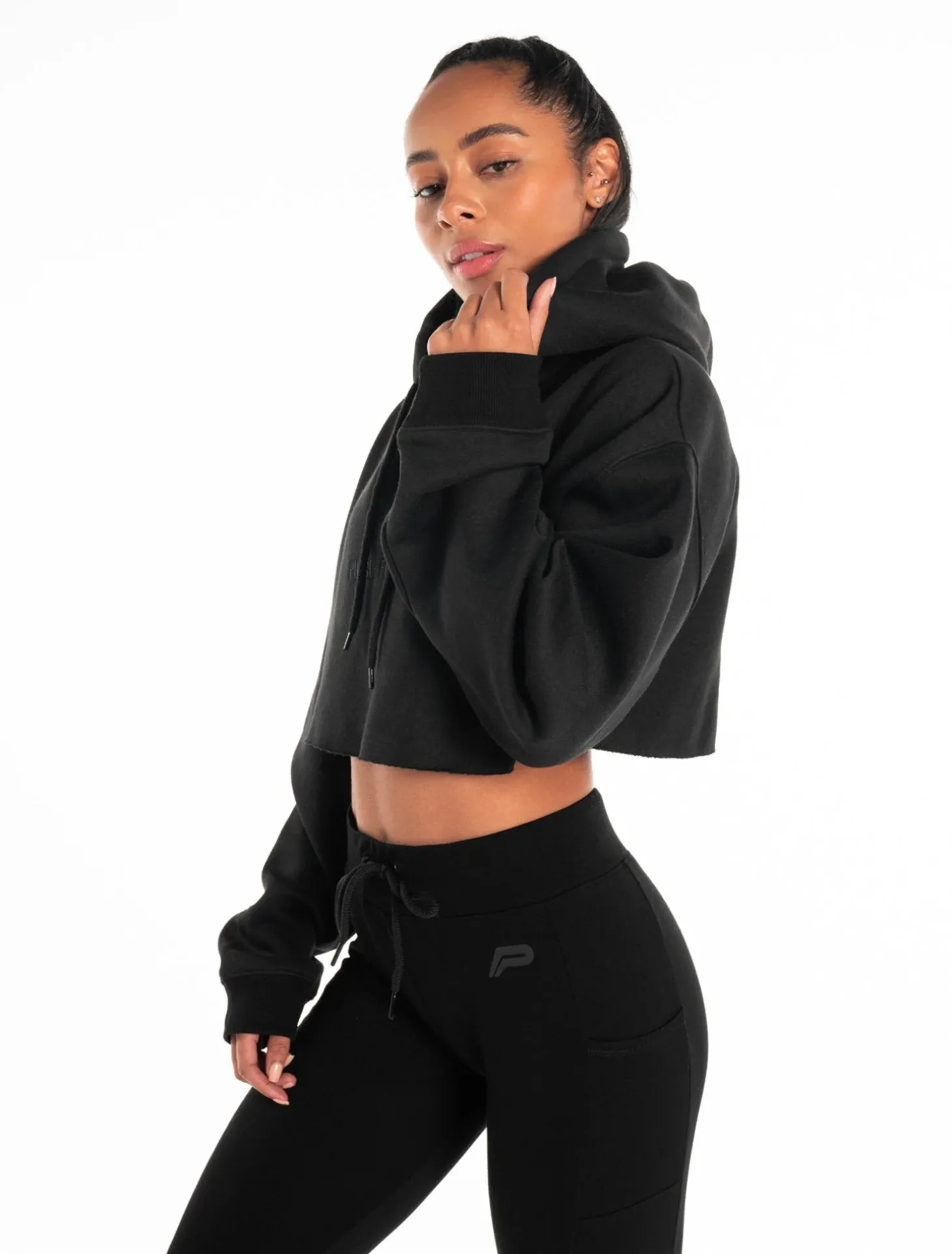 Oversized Crop Hoodie Blackout