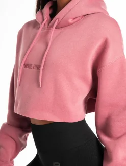 Oversized Crop Hoodie Dark Washed Pink