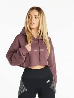 Oversized Crop Hoodie Dusky Purple