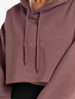 Oversized Crop Hoodie Dusky Purple