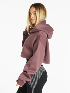 Oversized Crop Hoodie Dusky Purple