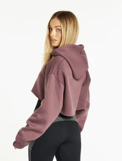 Oversized Crop Hoodie Dusky Purple