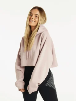 Oversized Crop Hoodie Dusky Pink