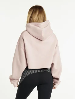 Oversized Crop Hoodie Dusky Pink