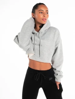 Oversized Crop Hoodie Marl Grey