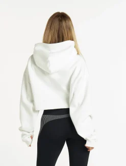Oversized Crop Hoodie Pure White