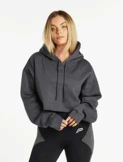 Oversized Crop Hoodie Slate