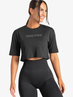 Oversized Crop T-Shirt Black