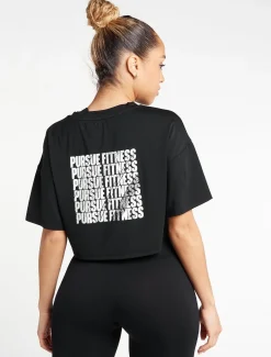 Oversized Crop T-Shirt Black