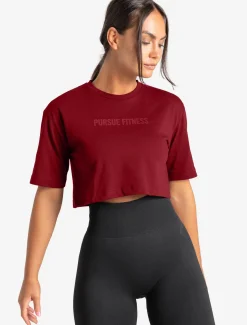 Oversized Crop T-Shirt Maroon