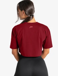 Oversized Crop T-Shirt Maroon