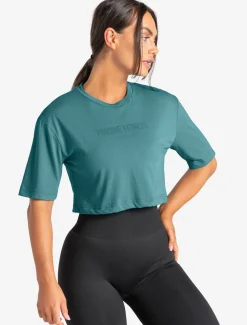 Oversized Crop T-Shirt Moonstone Blue