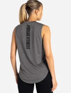 Oversized Graphic Tank Charcoal Black