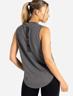 Oversized Graphic Tank Charcoal Black