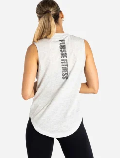Oversized Graphic Tank Light Grey