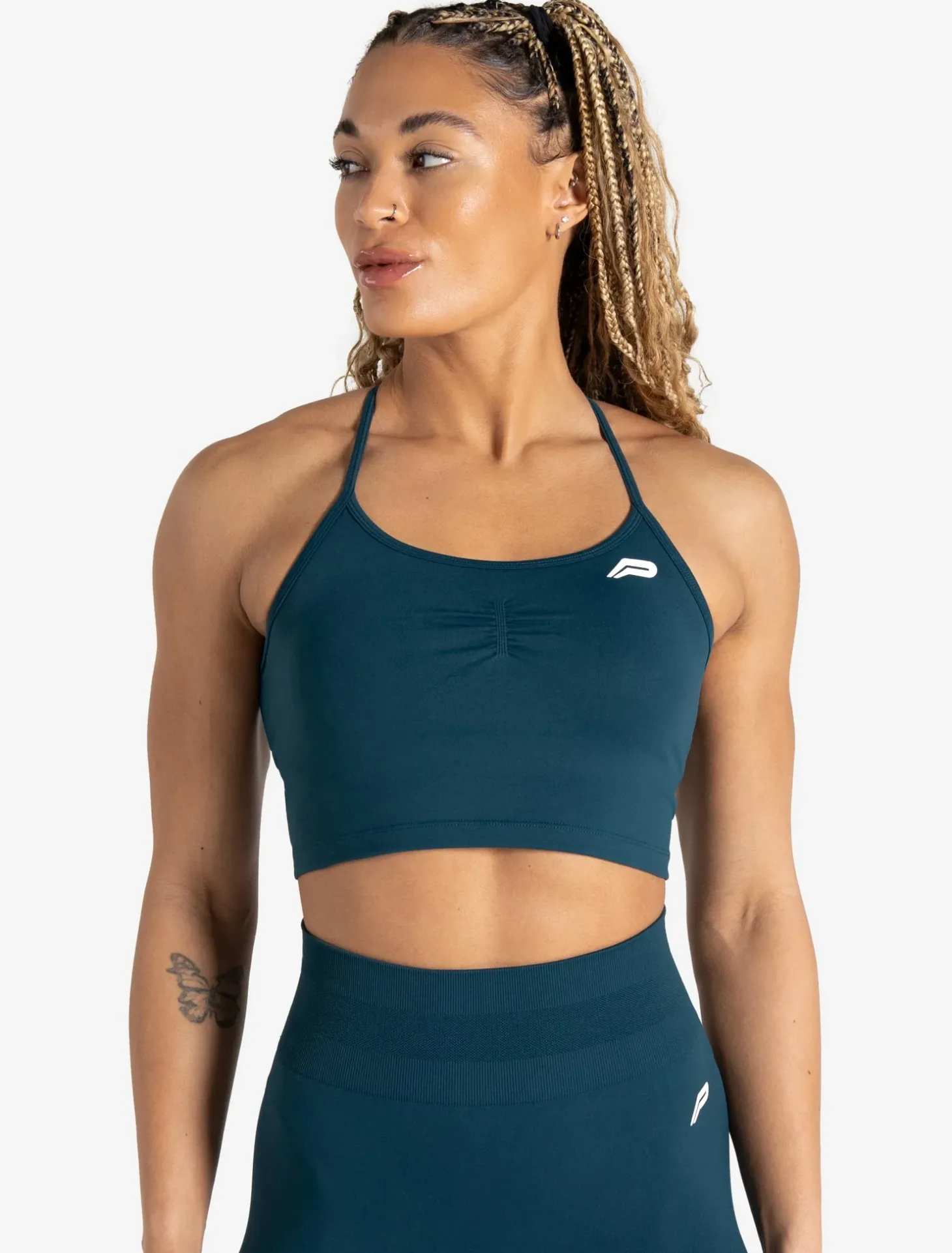Scrunch Seamless Built-in Bra Tank Dark Teal