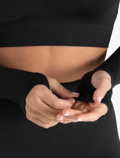 Scrunch Seamless Crop 1/2 Zip Blackout