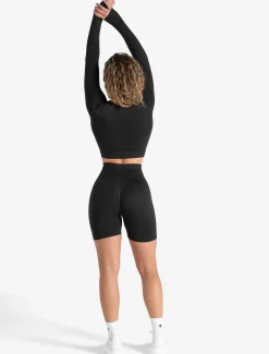 Scrunch Seamless Crop 1/2 Zip Blackout