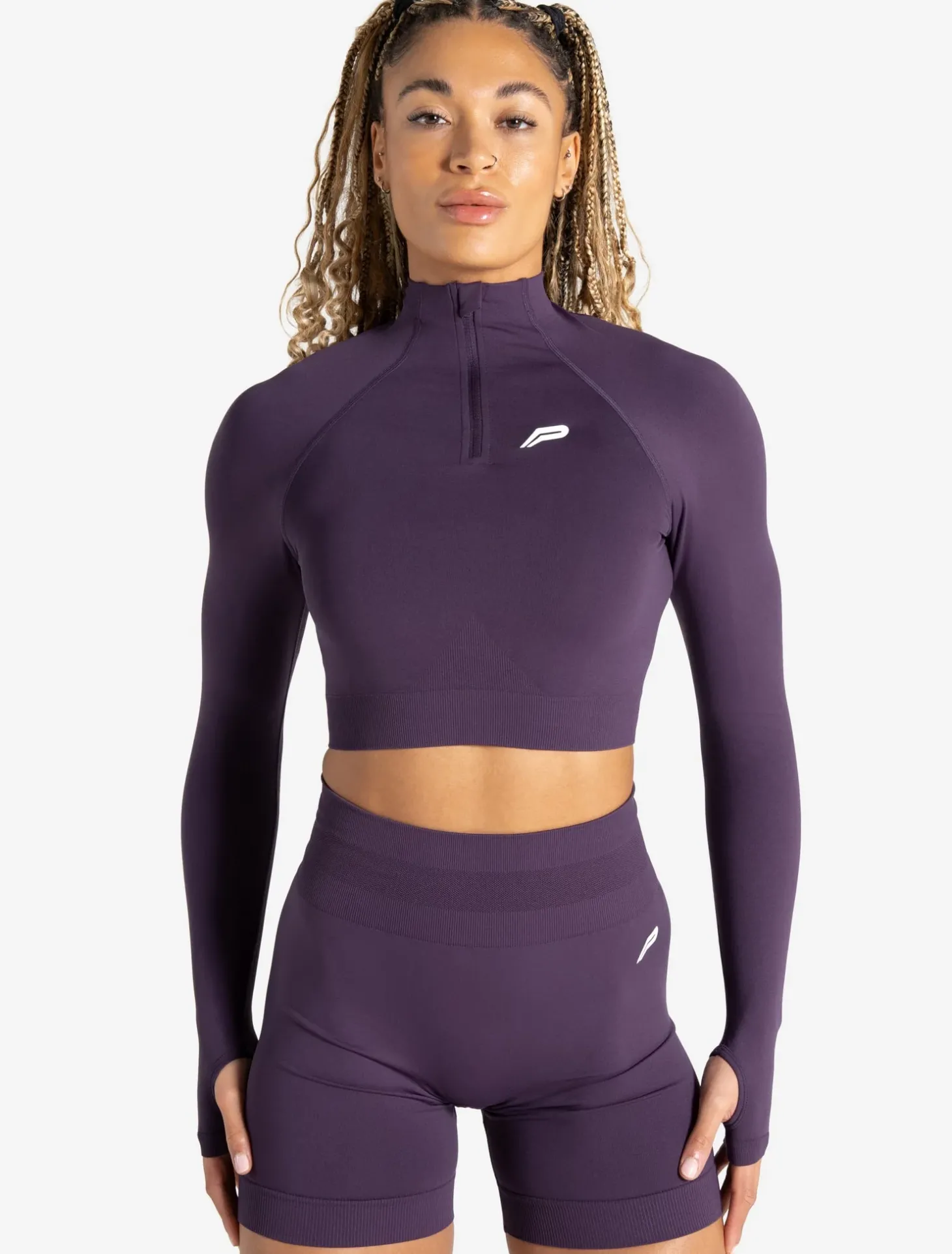 Scrunch Seamless Crop 1/2 Zip Blackberry