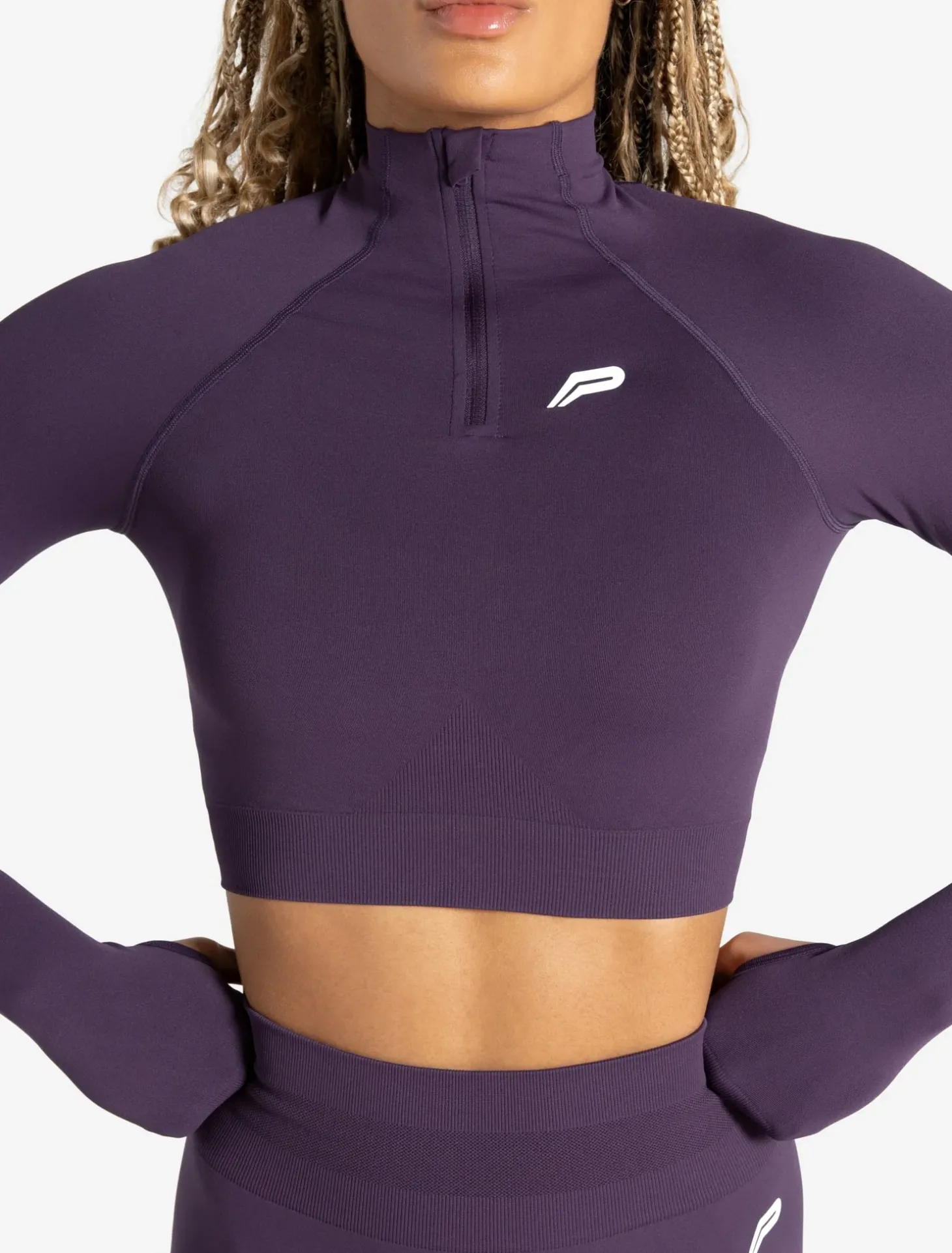 Scrunch Seamless Crop 1/2 Zip Blackberry