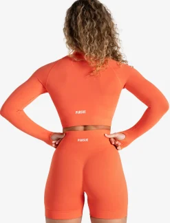 Scrunch Seamless Crop 1/2 Zip Bright Coral