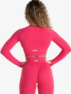 Scrunch Seamless Crop 1/2 Zip Bubblegum Pink