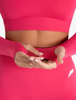 Scrunch Seamless Crop 1/2 Zip Bubblegum Pink