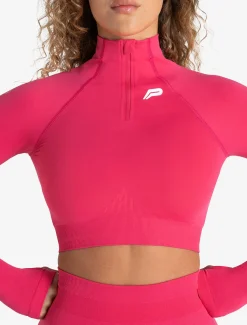 Scrunch Seamless Crop 1/2 Zip Bubblegum Pink