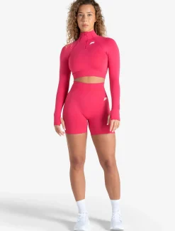 Scrunch Seamless Crop 1/2 Zip Bubblegum Pink