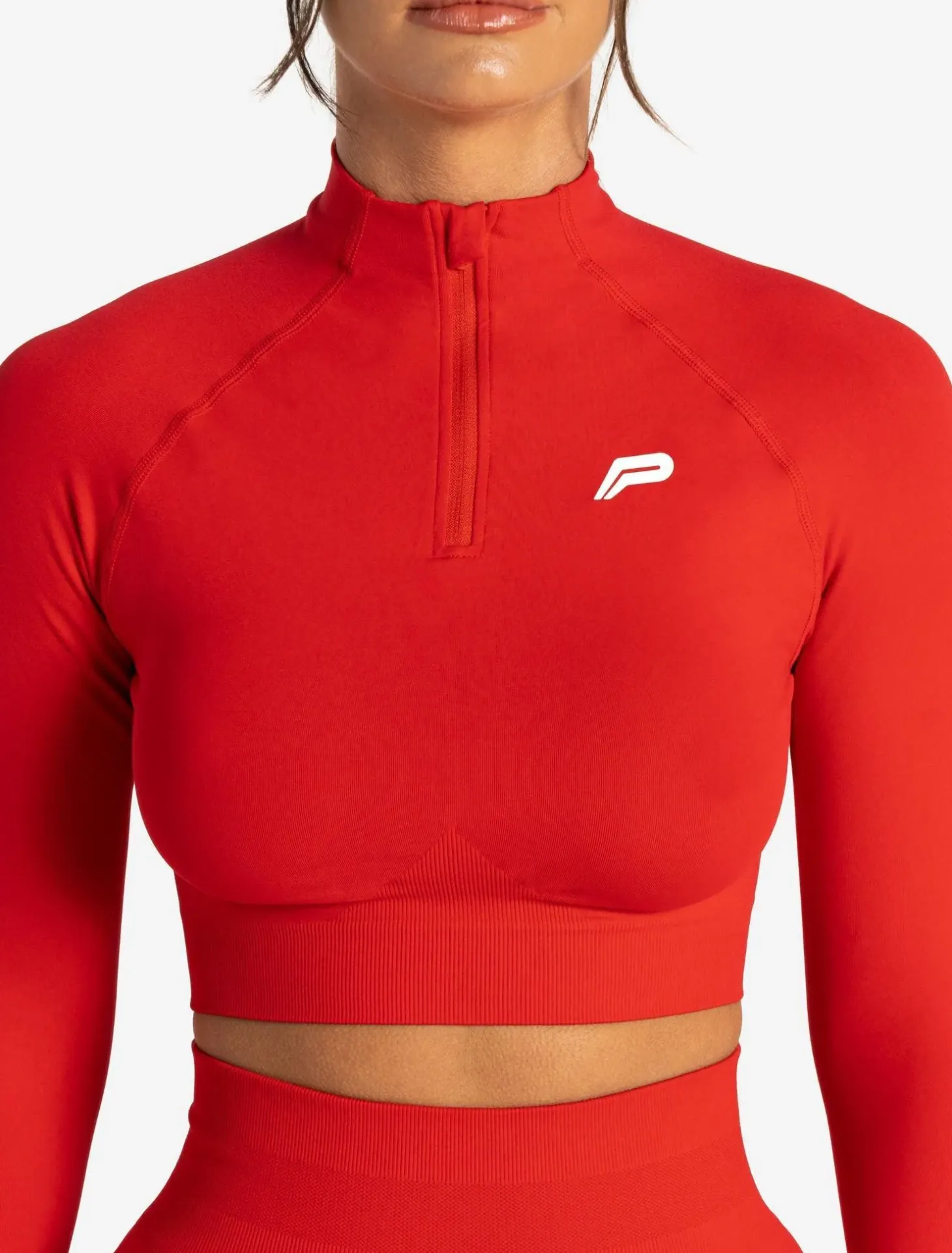 Scrunch Seamless Crop 1/2 Zip Candy Red