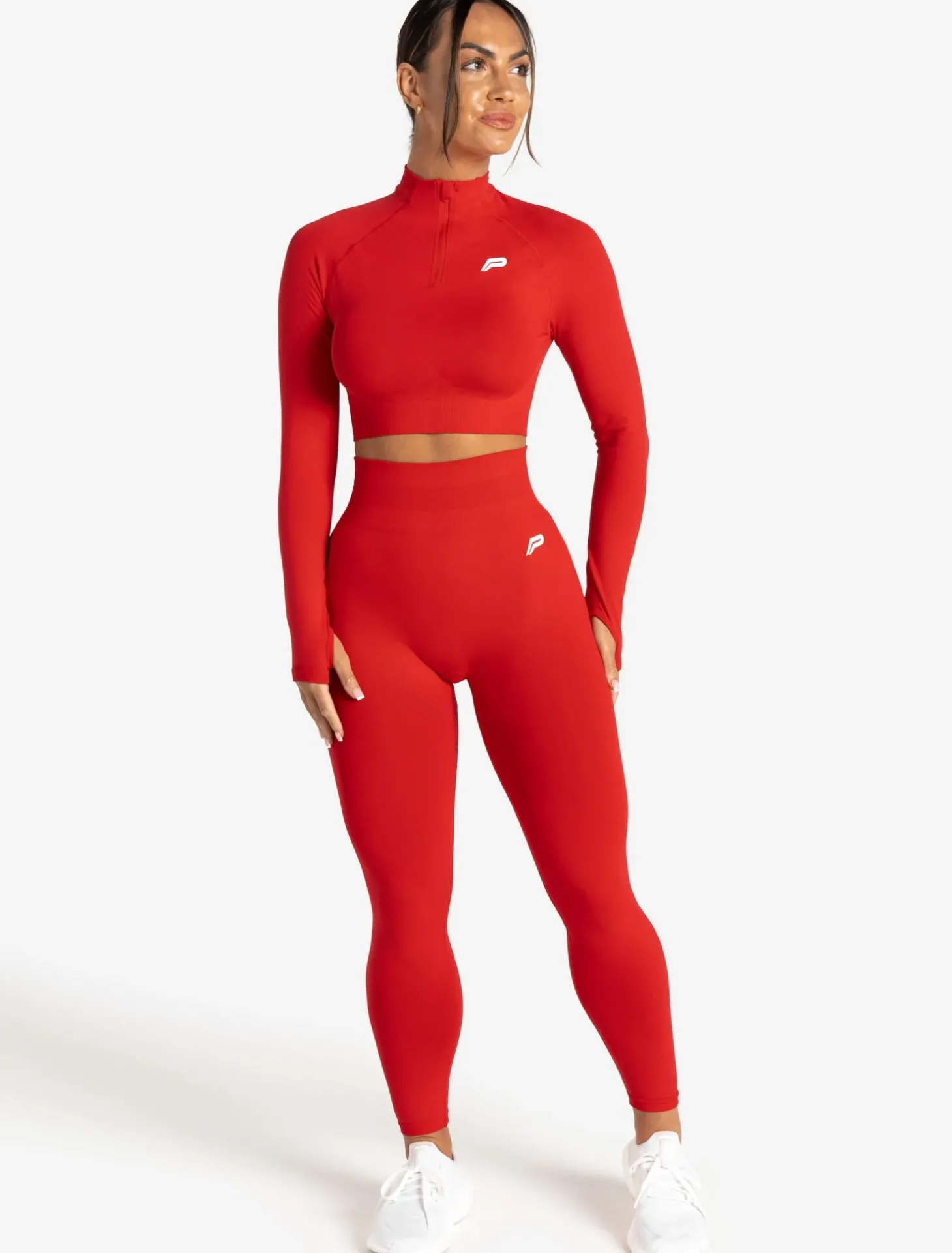 Scrunch Seamless Crop 1/2 Zip Candy Red